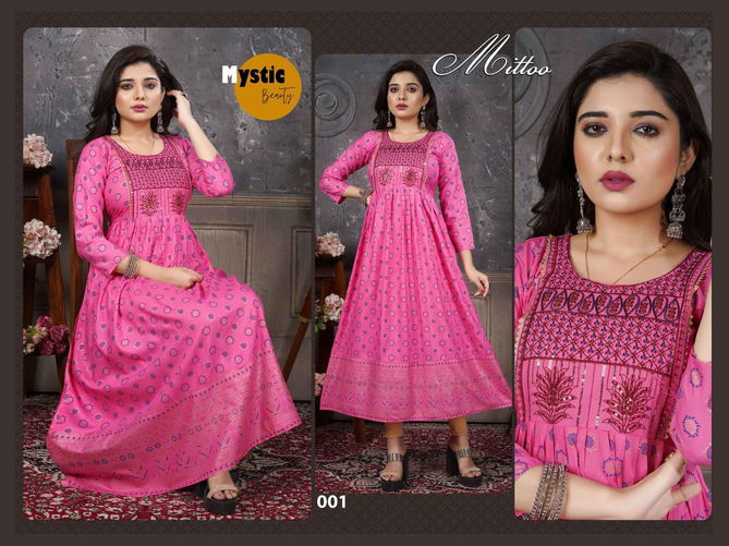 Beauty Queen Mittoo Long Anarkali Wholesale Kurti Collection